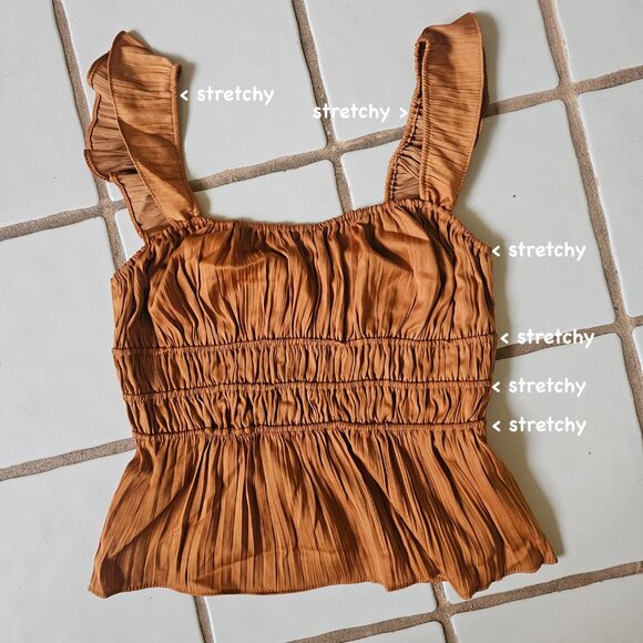 NWT! Anthropologie Tiered Ruffled Lined Tank, XXS, Honey/Caramel - Picture 6 of 10
